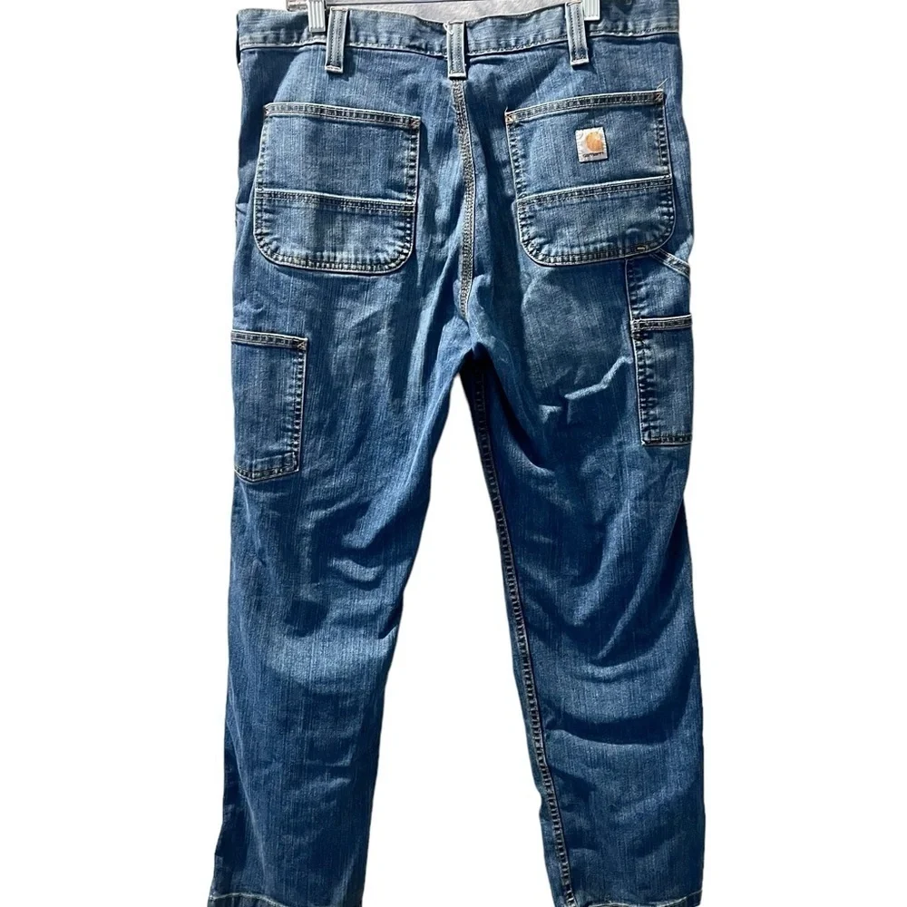 Carhartt Relaxed Fit Medium Wash Denim Jeans Size 36x32 Pants Pockets Casual